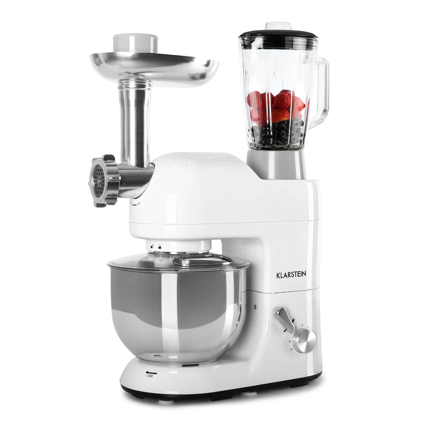 Lucia Küchenmaschine 3-in-1 2000 W / 2,7 PS 5 Ltr Edelstahl BPA-frei 1 Lucia Küchenmaschine 3-in-1 2000 W / 2,7 PS 5 Ltr Edelstahl BPA-frei