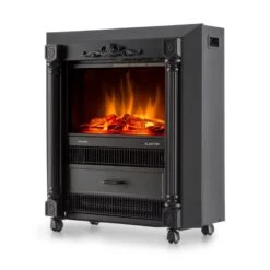 Grenoble Elektrischer Kamin Heizlüfter 1850 W Bodenrollen Thermostat -Einrichtungsgeschäft 10012129 yy 0004 front Klarstein Grenoble Elektrischer Kamin 2000W