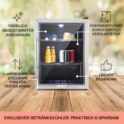 Beersafe XL Kühlschrank 60 Liter 2 Böden Panoramaglastür Edelstahl -Einrichtungsgeschäft 10027672 DE 0005 usp