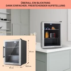 Beersafe XL Kühlschrank 60 Liter 2 Böden Panoramaglastür Edelstahl -Einrichtungsgeschäft 10027672 DE 0006 usp