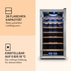 Vinamour 26 Uno Weinkühlschrank 26 Flaschen 88 Liter Edelstahl LED -Einrichtungsgeschäft 10028491 de 0003 logo