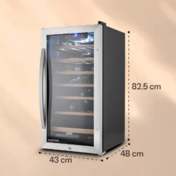 Vinamour 26 Uno Weinkühlschrank 26 Flaschen 88 Liter Edelstahl LED -Einrichtungsgeschäft 10028491 yy 0006 dimensions