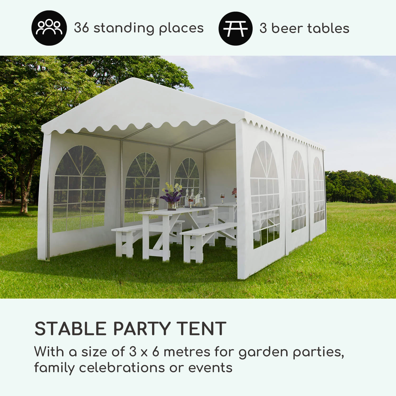Sommerfest 3x6m 500 G/m² Partyzelt Festzelt PVC Wasserdicht Verzinkt 2 Sommerfest 3x6m 500 G/m² Partyzelt Festzelt PVC Wasserdicht Verzinkt – Bild 2