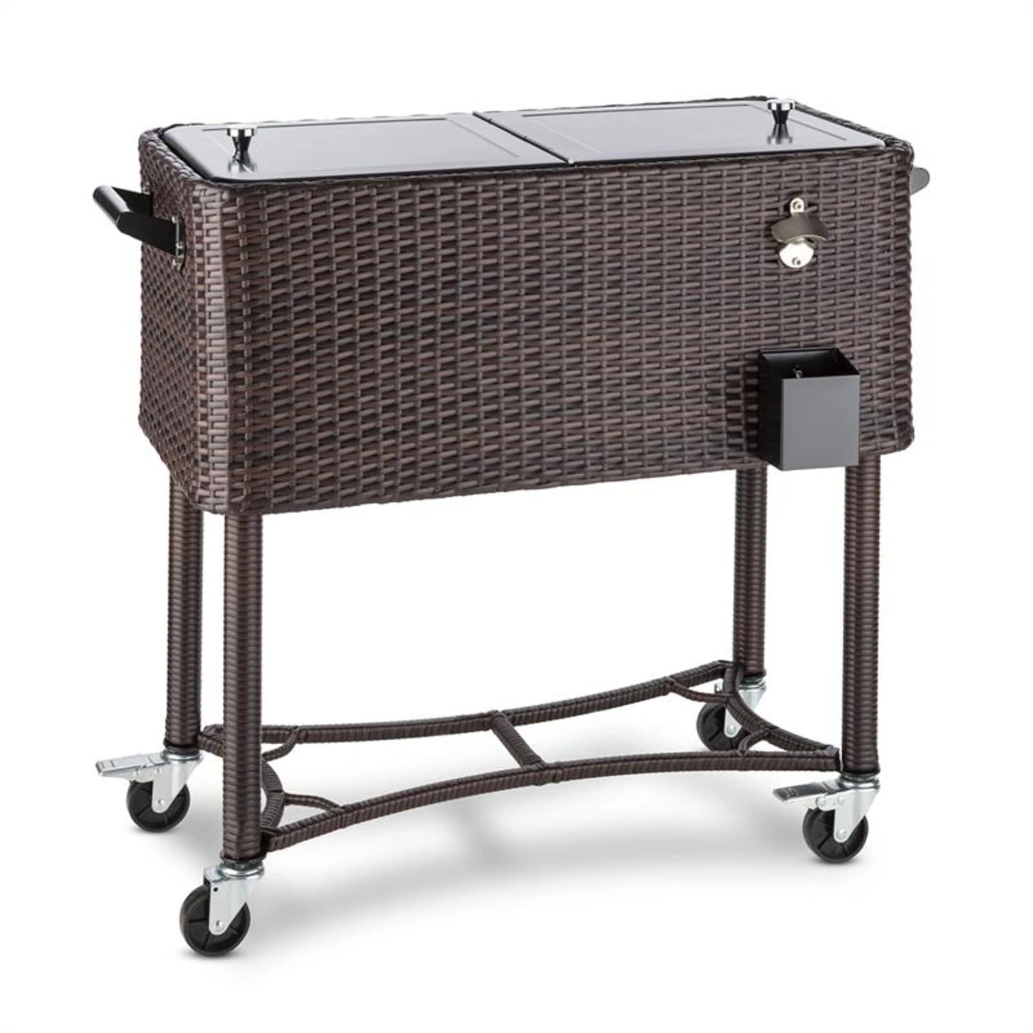 Springbreak Getränkewagen Kühlbox Terrassenkühlwagen 80l Rattandekor 2 Springbreak Getränkewagen Kühlbox Terrassenkühlwagen 80l Rattandekor – Bild 2