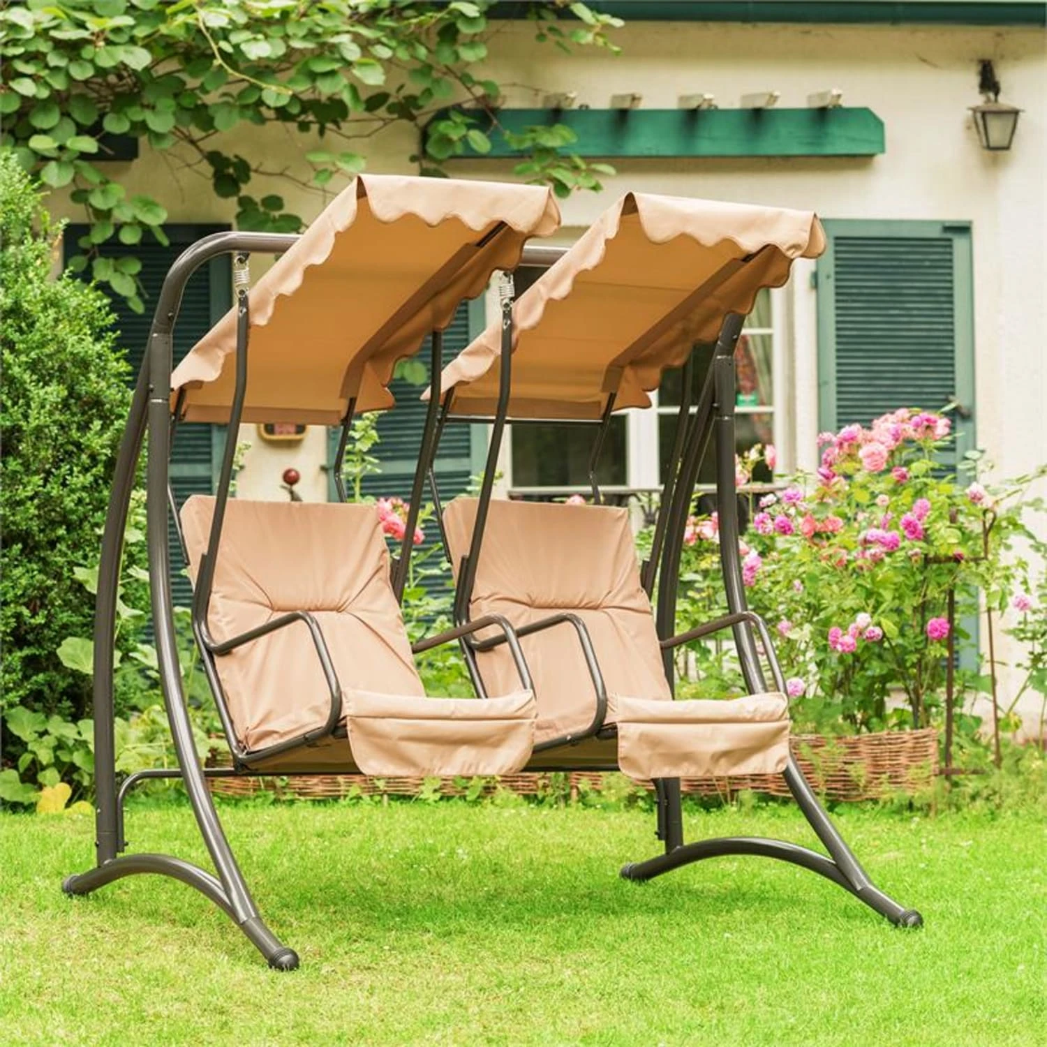 Skywalker Hollywoodschaukel Gartenschaukel 180 Cm 2 Sitze Sonnendach 2 Skywalker Hollywoodschaukel Gartenschaukel 180 Cm 2 Sitze Sonnendach – Bild 2