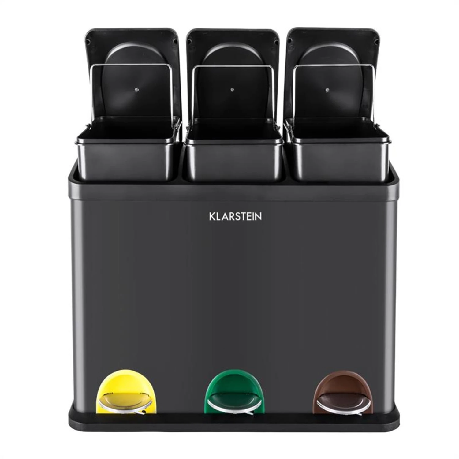 Ökosystem Mülleimer Treteimer Mülltrenner 45L (3x15 L) Schwarz 2 Ökosystem Mülleimer Treteimer Mülltrenner 45L (3x15 L) Schwarz – Bild 2