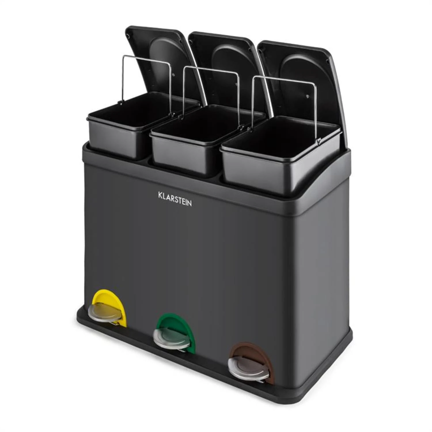 Ökosystem Mülleimer Treteimer Mülltrenner 45L (3x15 L) Schwarz 4 Ökosystem Mülleimer Treteimer Mülltrenner 45L (3x15 L) Schwarz – Bild 4