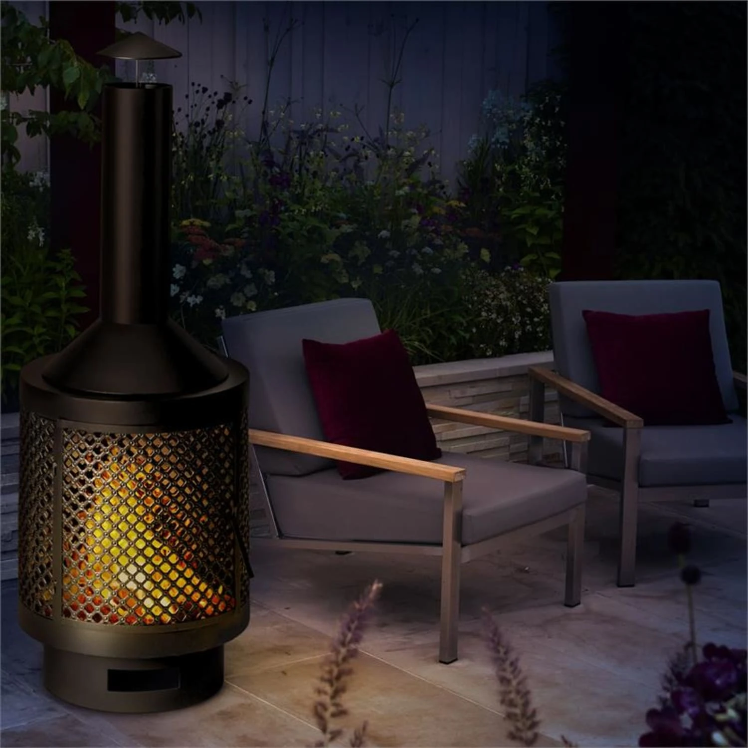 Essos Gartenofen Holzofen Ø45cm Gitterwand Stahlblech Schwarz 3 Essos Gartenofen Holzofen Ø45cm Gitterwand Stahlblech Schwarz – Bild 3