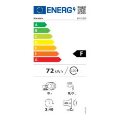 Amazonia 8 Geschirrspülmaschine 1620 Watt 8 Maßgedecke 49 DB Aquastop -Einrichtungsgeschäft 10031525 energy label