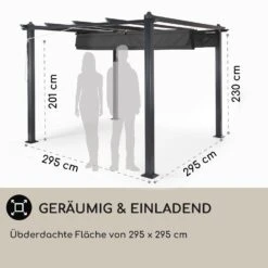 Pantheon 3x3 Pergola Vordach 3x3m Aluminium Sonnendach Polyester Grau -Einrichtungsgeschäft 10031882 DE 0004 usp