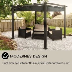 Pantheon 3x3 Pergola Vordach 3x3m Aluminium Sonnendach Polyester Grau -Einrichtungsgeschäft 10031882 DE 0006 usp