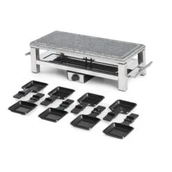 Schmelzlette Raclette 1500W Naturstein-Platte Edelstahlgehäuse -Einrichtungsgeschäft 10032028 yy 0004 detail Klarstein Schmelzlette Raclette 1500W Edelstahl