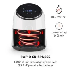 AirVital Heißluftfritteuse 1300W 2,5l CeraPlus-Antihaft Touch Weiß -Einrichtungsgeschäft 10032331 yy 0004 logo Klarstein AirVital Heissluftfritteuse 1300W weiss reedit