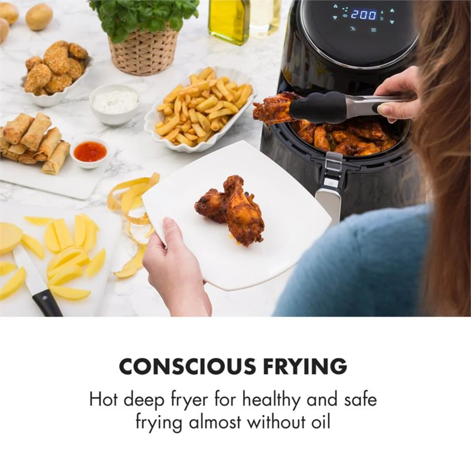 AirVital Heißluftfritteuse 1300W 2,5l CeraPlus-Antihaft Touch Schwarz 2 AirVital Heißluftfritteuse 1300W 2,5l CeraPlus-Antihaft Touch Schwarz – Bild 2