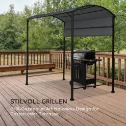 Steakhouse Grilldach 220x215x140cm PE 180 G/m² Flammhemmend Stahl Grau -Einrichtungsgeschäft 10032523 de 0005 logo