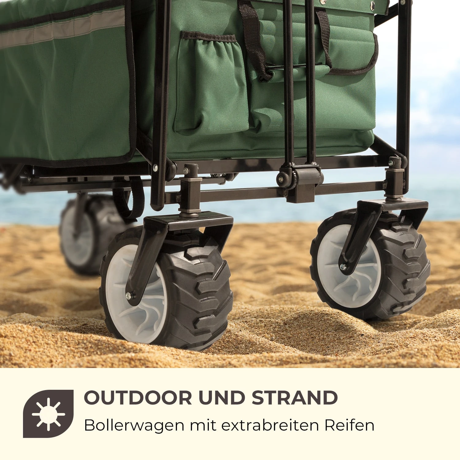 Easy Rider Bollerwagen Bis 70kg Teleskopstange Zusammenklappbar Grün 2 Easy Rider Bollerwagen Bis 70kg Teleskopstange Zusammenklappbar Grün – Bild 2