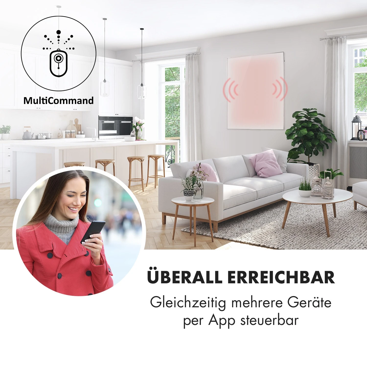 Wonderwall Smart Infrarotheizung 100x120cm App 1200W Wochentimer IP24 3 Wonderwall Smart Infrarotheizung 100x120cm App 1200W Wochentimer IP24 – Bild 3