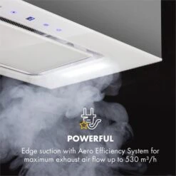 Hektor Dunstabzugshaube Einbau 52cm Abluft: 530 M³/h LED Touch Glas -Einrichtungsgeschäft 10032862 uk 0003 logo Klarstein Hektor Dunstabzugshaube Einbau weiss