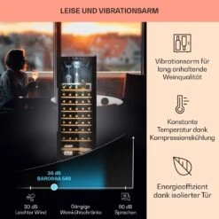 Barossa 54 Uno Weinkühlschrank 155 L 54 Flaschen Glastür Touch LED -Einrichtungsgeschäft 10032925 de 0004 usp