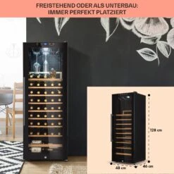 Barossa 54 Uno Weinkühlschrank 155 L 54 Flaschen Glastür Touch LED -Einrichtungsgeschäft 10032925 de 0006 usp
