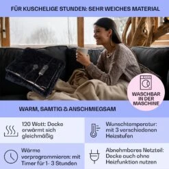 Dr. Watson SuperSoft Heizdecke 120 W 180 X 130 Cm Teddy-Plüsch -Einrichtungsgeschäft 10033006 de 0002 usp