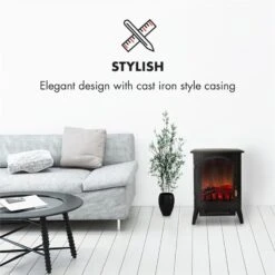 Graz Elektrischer Kamin 1000/2000W Thermostat PanoramaView -Einrichtungsgeschäft 10033094 yy 0002 logo Electric Fireplace Black YH20