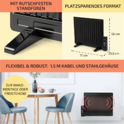 Wallander Ölradiator 600W Thermostat Ölheizung Ultraflach Schwarz -Einrichtungsgeschäft 10033099 de 0006 usp