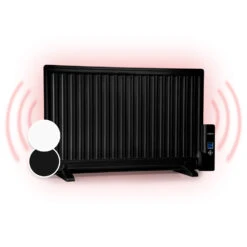 Wallander Ölradiator 800W Thermostat Ölheizung Ultraflach Schwarz