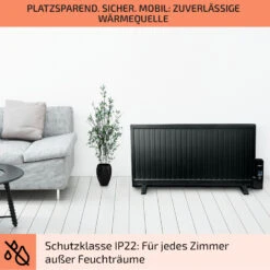 Wallander Ölradiator 1000W Thermostat Ölheizung Ultraflach Schwarz -Einrichtungsgeschäft 10033103 de 0007 usp