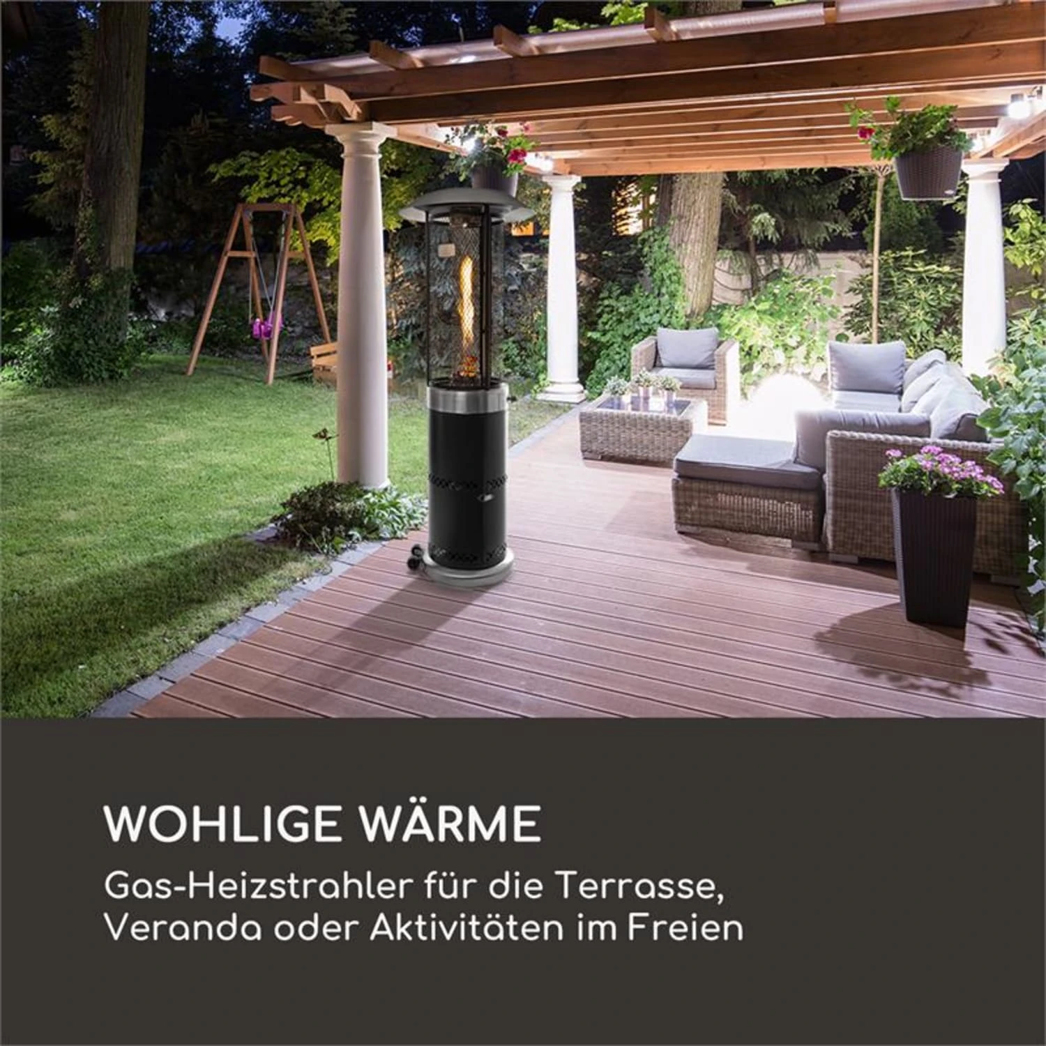 Goldflame Deluxe Terrassenheizstrahler 36.000BTU/11kW Mobil Edelstahl 2 Goldflame Deluxe Terrassenheizstrahler 36.000BTU/11kW Mobil Edelstahl – Bild 2