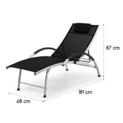 Sun Valley Sonnenliege Zusammenklappbar Kopfkissen Schwarz -Einrichtungsgeschäft 10033307 yy 0009 logo Blumfeldt Sun Valley Sonnenliege schwarz