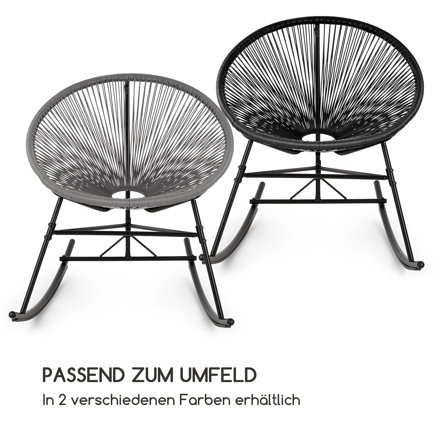 Roqueta Schaukelstuhl Retro-Design 4mm-Geflecht Grau 4 Roqueta Schaukelstuhl Retro-Design 4mm-Geflecht Grau – Bild 4