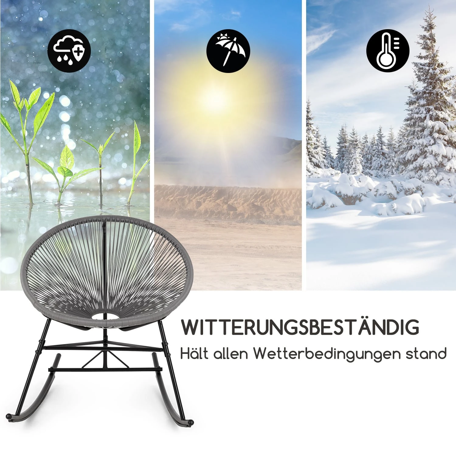 Roqueta Schaukelstuhl Retro-Design 4mm-Geflecht Grau 5 Roqueta Schaukelstuhl Retro-Design 4mm-Geflecht Grau – Bild 5