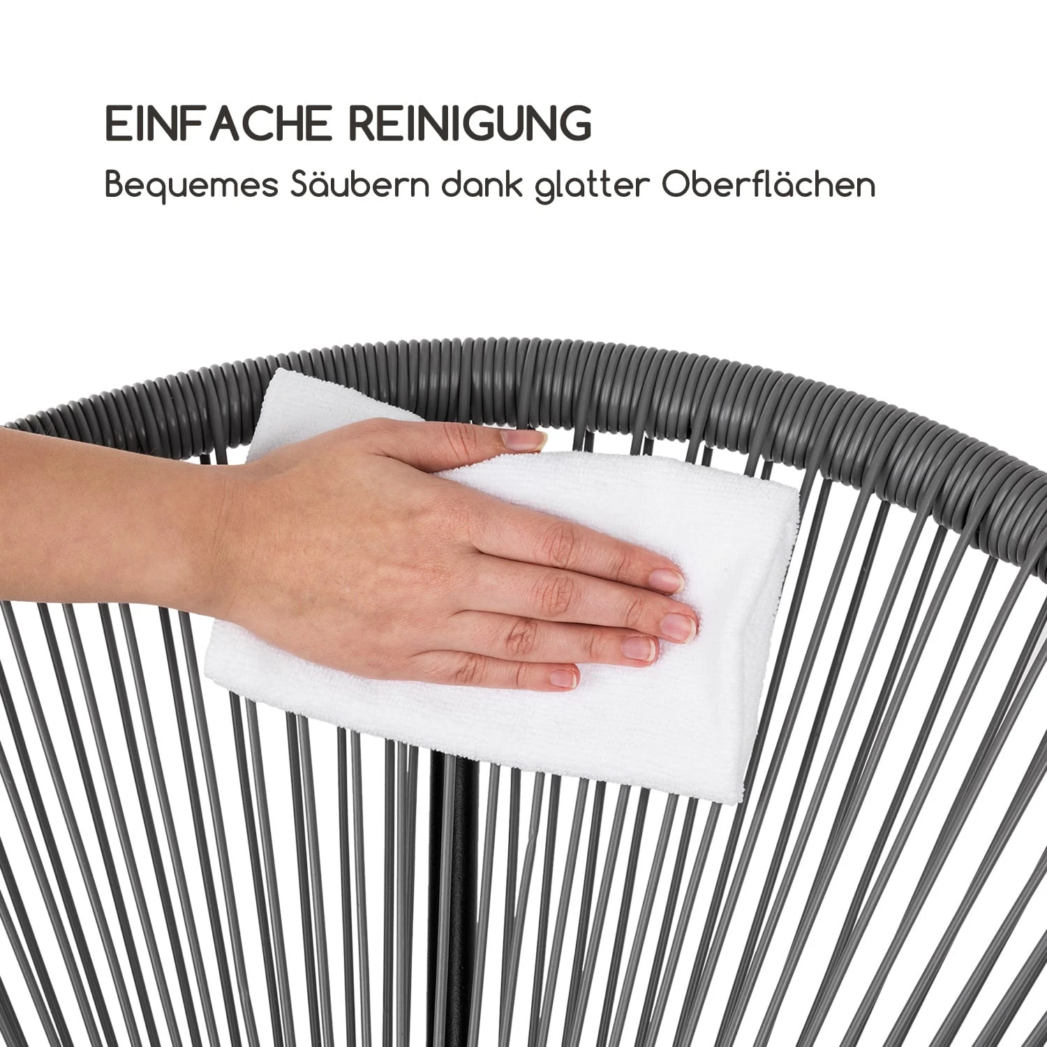 Roqueta Schaukelstuhl Retro-Design 4mm-Geflecht Grau 7 Roqueta Schaukelstuhl Retro-Design 4mm-Geflecht Grau – Bild 7