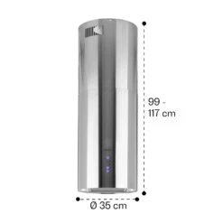 Beretta Inselabzugshaube Ø35cm Ab-/Umluft 650m³/h LED Edelstahl -Einrichtungsgeschäft 10033717 yy 0011 dimensions