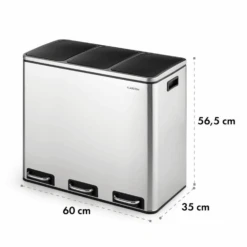 Grandmaster Trash Treteimer 54l / 3x18L Geräuschlos PP Edelstahl -Einrichtungsgeschäft 10033726 yy 0006 logo Klarstein Grandmaster Trash Treteimer 54l