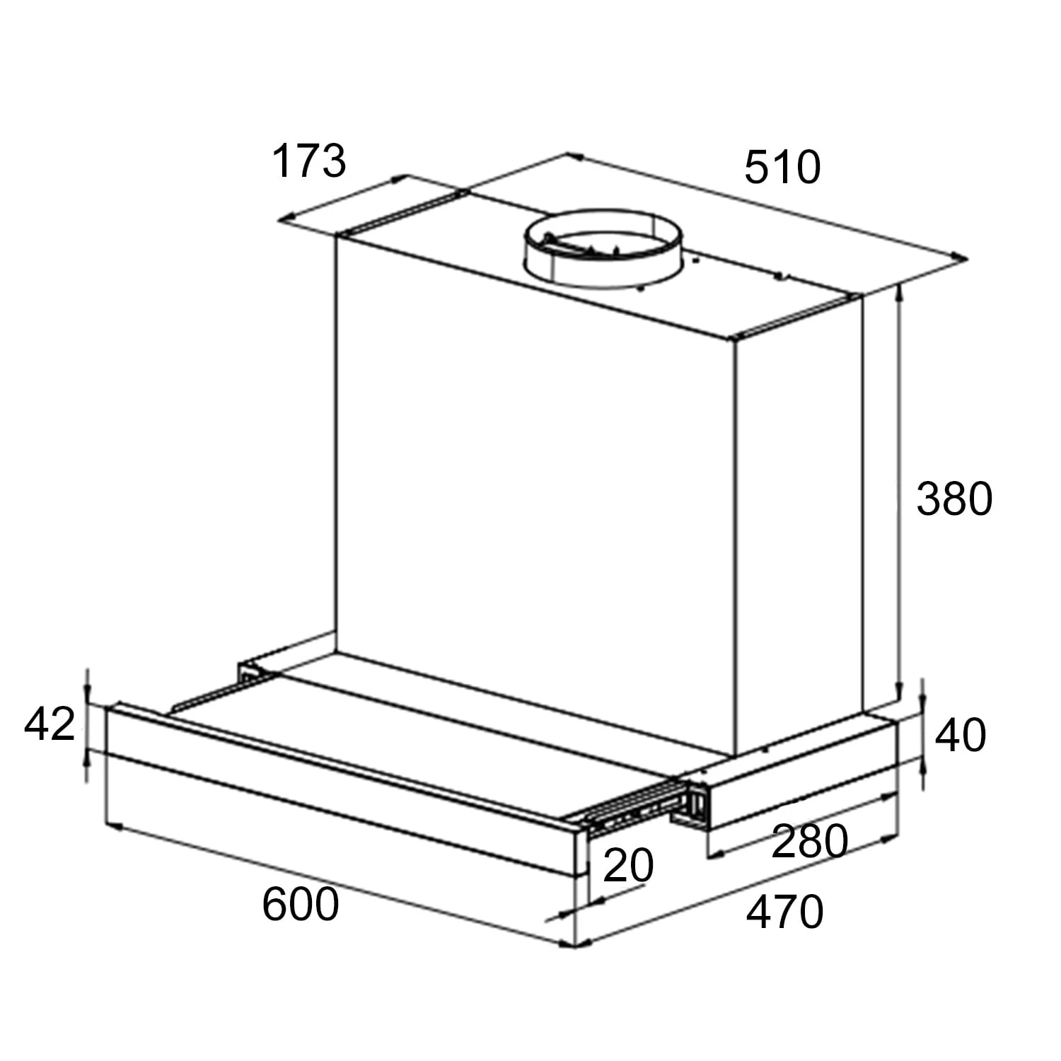 Mariana 60 Flachschirmhaube 500 M³/h Abluft LED Weiß 9 Mariana 60 Flachschirmhaube 500 M³/h Abluft LED Weiß – Bild 9
