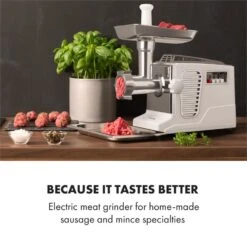 Kraftprotz Elektrischer Fleischwolf 700 W Kupfermotor Edelstahl -Einrichtungsgeschäft 10034215 yy 0002 logo Klarstein Kraftprotz elektrischer Fleischwolf weiss