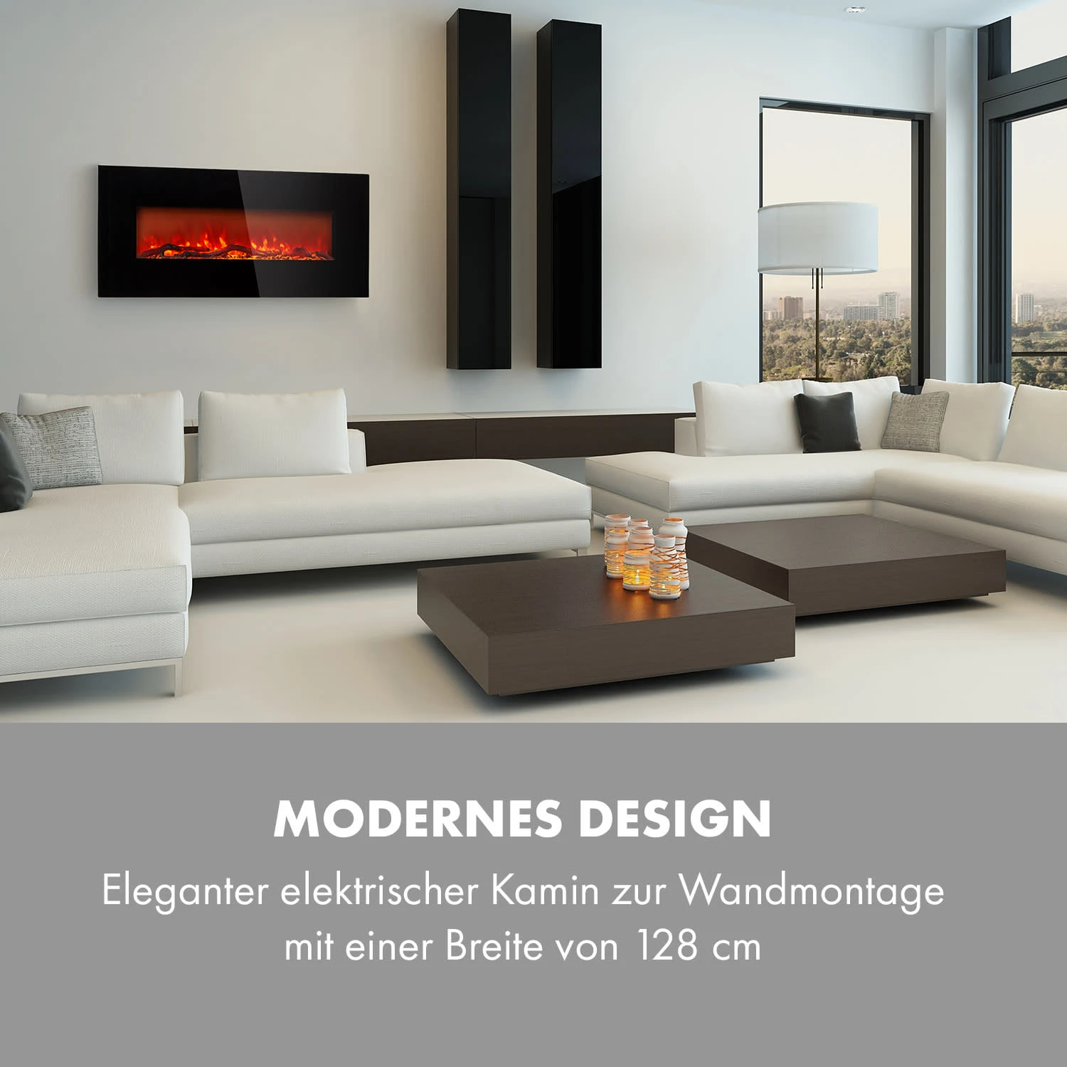 Lausanne Long Elektrischer Kamin 1600W 2 Heizstufen 128 Cm 2 Lausanne Long Elektrischer Kamin 1600W 2 Heizstufen 128 Cm – Bild 2