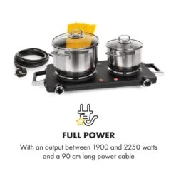 Cookorama Doppelkochplatte 1900-2250 W 150/180 Mm Ø 5 Stufen Schwarz -Einrichtungsgeschäft 10034573 yy 0004 logo Klarstein Cookorama Doppelkochplatte schwarz