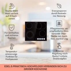 EasyCook Keramikkochfeld 6100W Drehregler Schwarz -Einrichtungsgeschäft 10034604 de 0002 usp