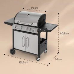 Valkyrie Gasgrill 4x3,5 KW + 3,15 KW Brenner 74x44 Cm Grill Edelstahl -Einrichtungsgeschäft 10034715 yy 0008 dimensions