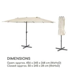 Twin Peaks Sonnenschirm Sonnenschutz 456 X 245 X 268 Cm Polyester -Einrichtungsgeschäft 10034740 yy 0009 logo Blumfeldt Twin Peaks Sonnenschirm creme