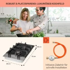 Alchemist Domino Gaskochfeld 2-flammig Aluminium-Brenner Glaskeramik -Einrichtungsgeschäft 10034968 de 0006 usp