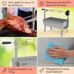 Sauenland Mini Rotisserie-Grill Drehspieß 4W 12kg Max. Edelstahl -Einrichtungsgeschäft 10035371 de 0005 usp