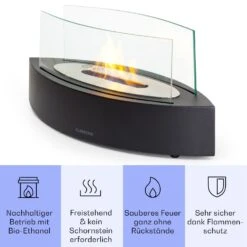 Phantasma Curve Ethanol-Kamin Rauch- & Geruchlos Edelstahl-Brenner Sicherheitsglas -Einrichtungsgeschäft 10035457 de 0003 usp