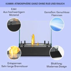 Phantasma Cubo Ethanol-Kamin Rauch- & Geruchlos Edelstahl-Brenner Sicherheitsglas -Einrichtungsgeschäft 10035458 de 0002 usp