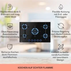 Illuminosa 5 Gaskochfeld 5-flammig Sabaf-Brenner Glaskeramik -Einrichtungsgeschäft 10035465 de 0002 usp