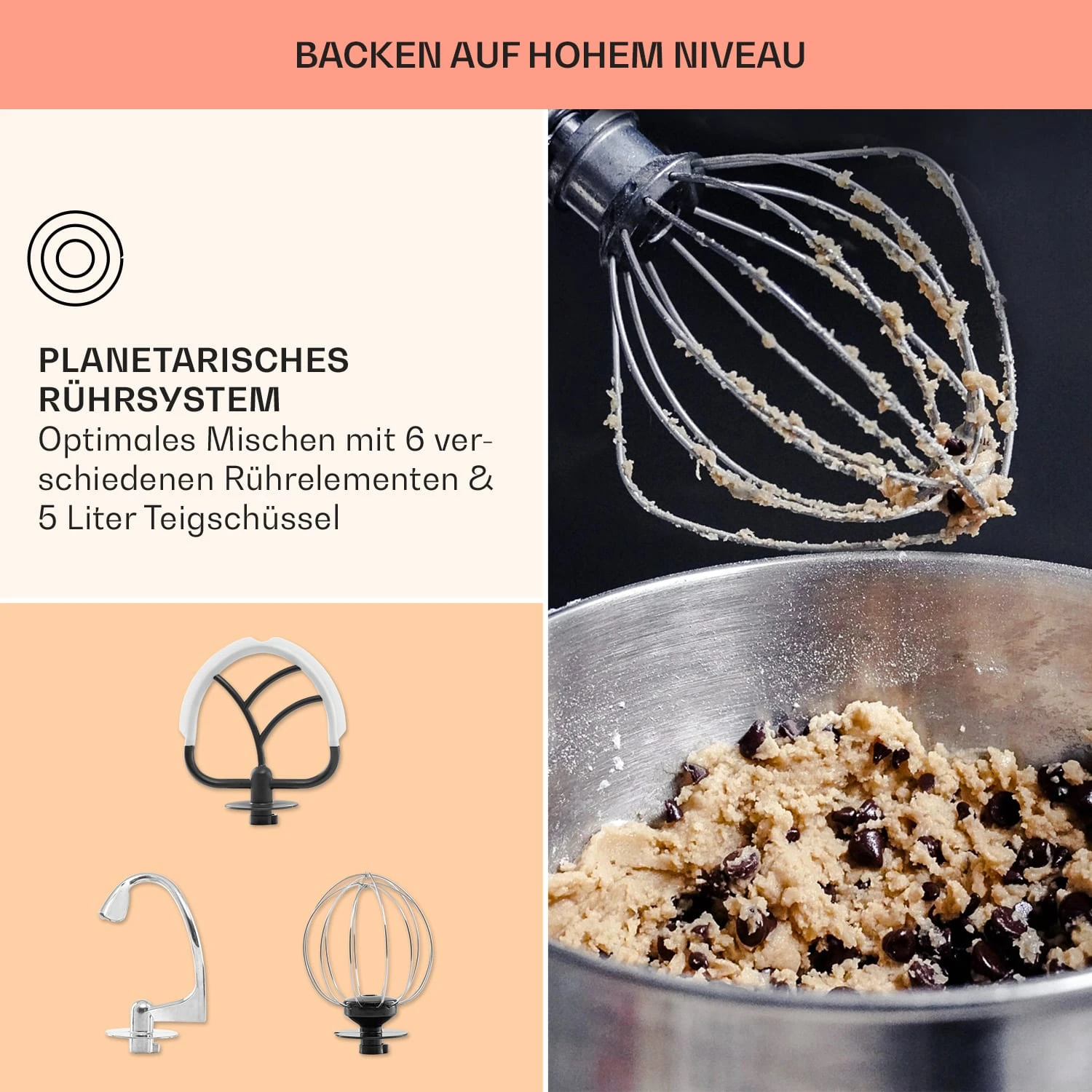 Bella Elegance Küchenmaschine 2000W 2,7PS 5,2 Ltr Edelstahl BPA-frei 6 Bella Elegance Küchenmaschine 2000W 2,7PS 5,2 Ltr Edelstahl BPA-frei – Bild 6