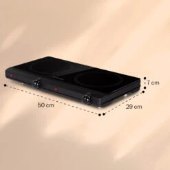 Cookbuddy Doppel-Kochfeld 2400W 5 Leistungsstufen Glaskeramik -Einrichtungsgeschäft 10035705 yy 0011 dimensions